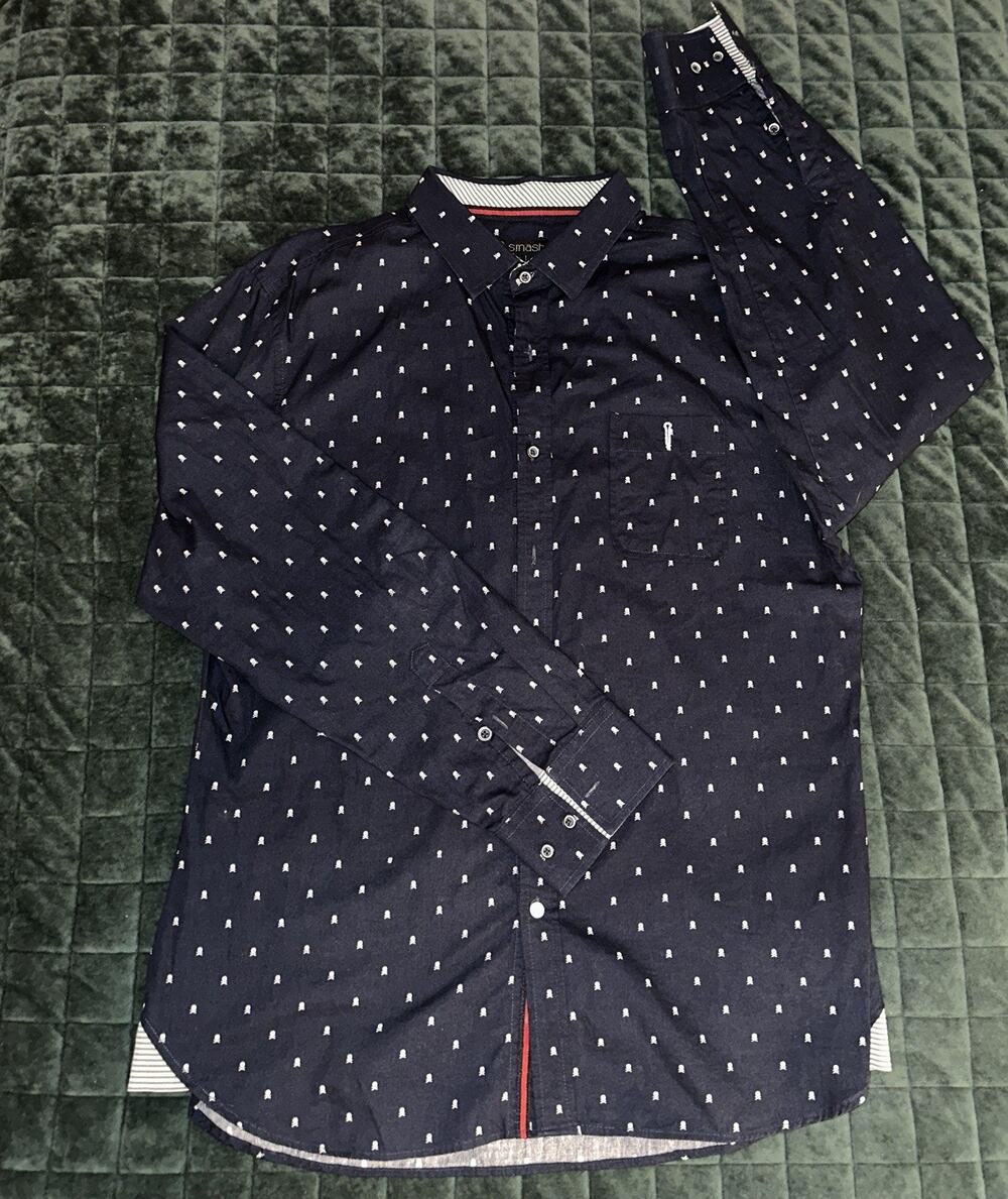 Smash Mens Long Sleeve Collared Shirt Extra Large (XL) Navy Edgy